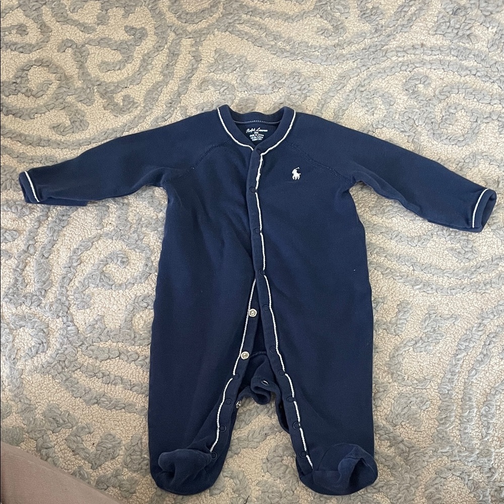 Ralph Lauren Navy Baby One-Piece Footed Sleeper 3 Months